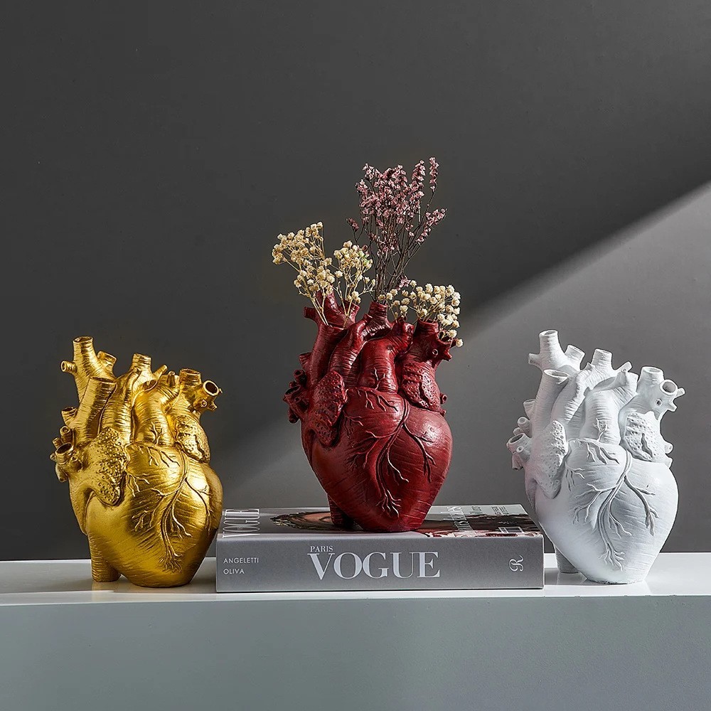 Heart-Shaped Resin Flower Vase - Decorative Plant Pot For Desktop, Living Room & Table Decor