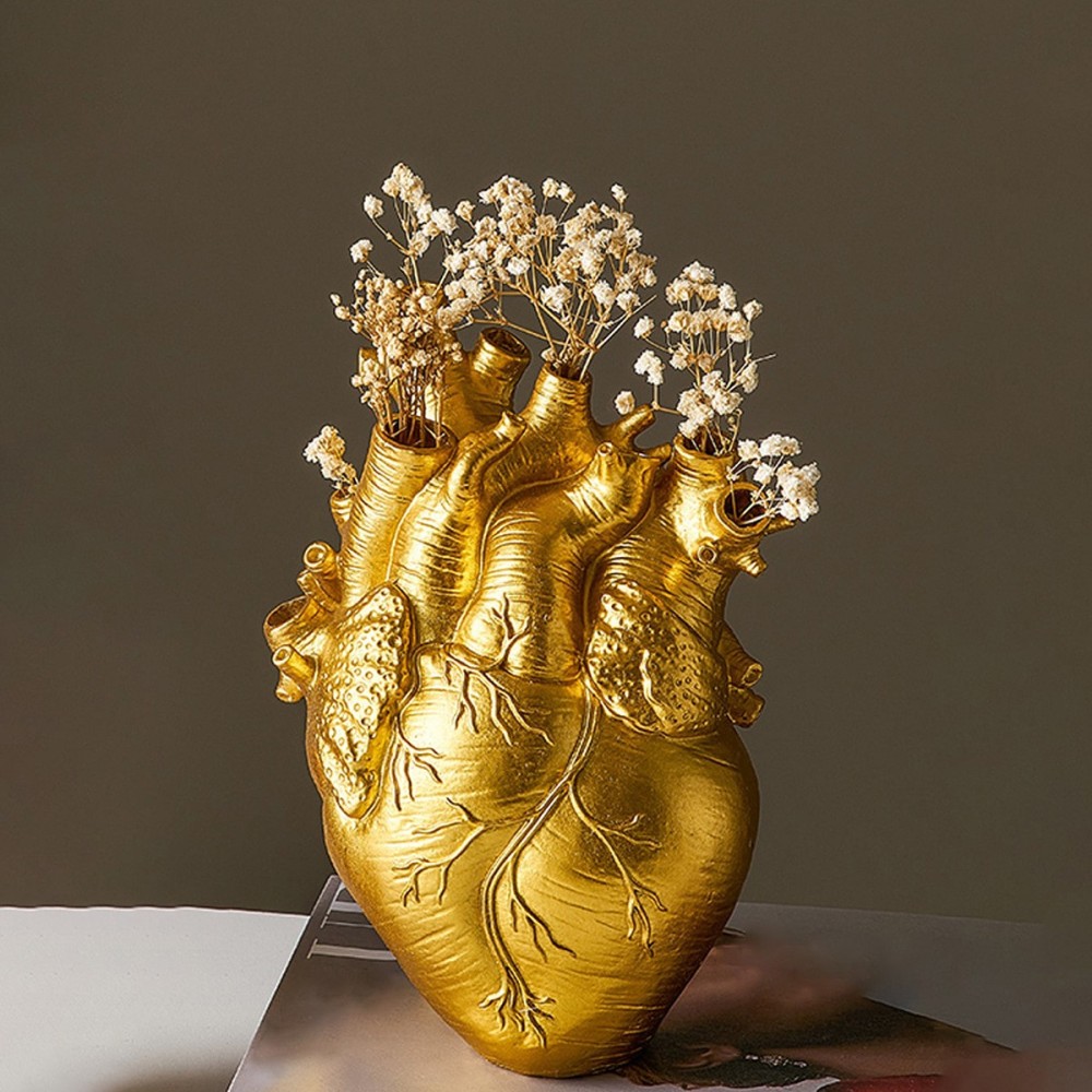 Heart-Shaped Resin Flower Vase - Decorative Plant Pot For Desktop, Living Room & Table Decor
