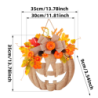 Halloween Wooden Pumpkin Door Sign with Artificial Flowers - Autumn Front Door Hanging Decoration