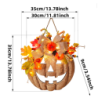 Halloween Wooden Pumpkin Door Sign with Artificial Flowers - Autumn Front Door Hanging Decoration