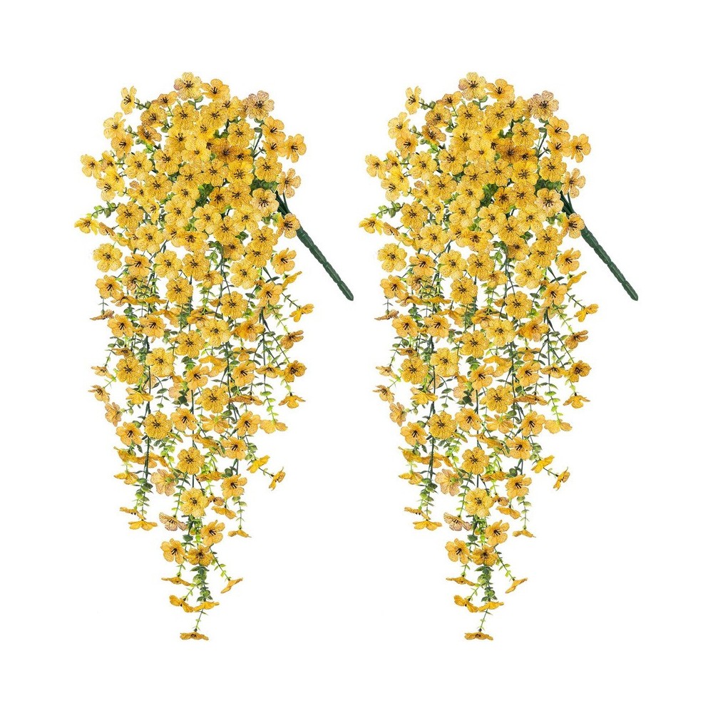 Artificial Hanging Flower Vines 2pc - Faux Eucalyptus Garland For Home, Wedding & Party Decor