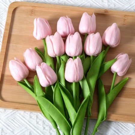 Artificial PU Mini Tulip Flowers - Hand Feel Real Touch Floral Decor For Home, Office & Wedding