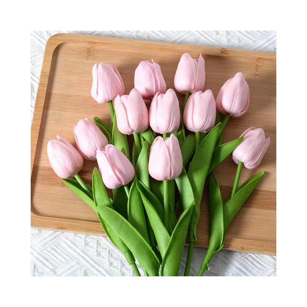Artificial PU Mini Tulip Flowers - Hand Feel Real Touch Floral Decor For Home, Office & Wedding