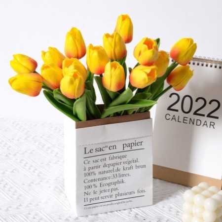 Artificial PU Mini Tulip Flowers - Hand Feel Real Touch Floral Decor For Home, Office & Wedding