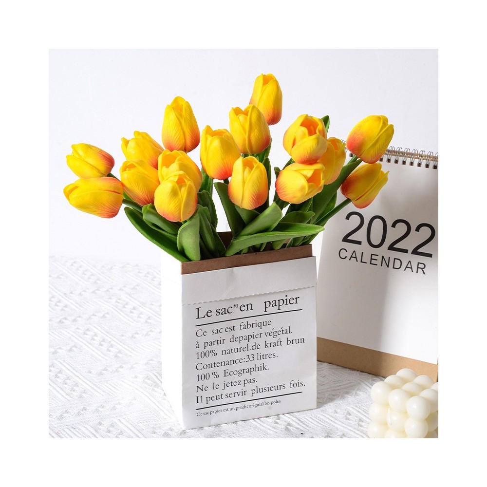 Artificial PU Mini Tulip Flowers - Hand Feel Real Touch Floral Decor For Home, Office & Wedding