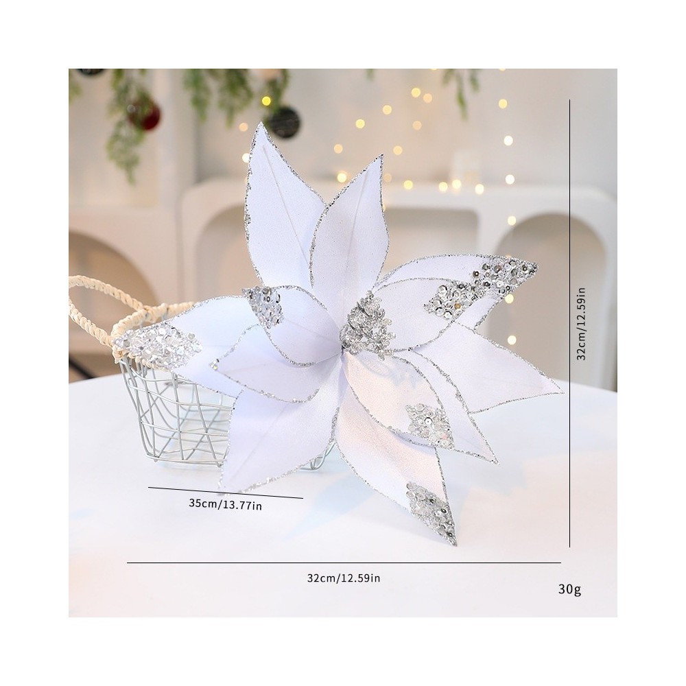 Artificial Velvet Christmas Flower - Elegant Mesh Fabric Holiday Floral Decoration