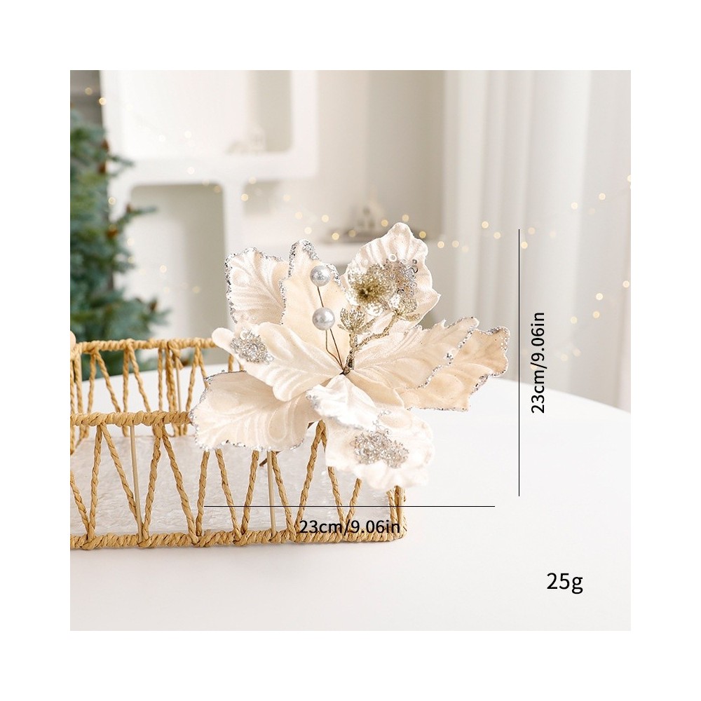 Christmas Artificial Flower – Glitter Velvet Decorative Table Centerpiece