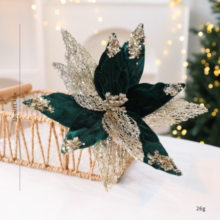 Shiny Sequin Artificial Christmas Flower - Diy Wreath & Tree Decoration