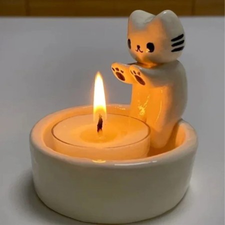 Cute Cat Candle Holder – Kitten Aromatherapy Desktop Decor & Gift Ornament