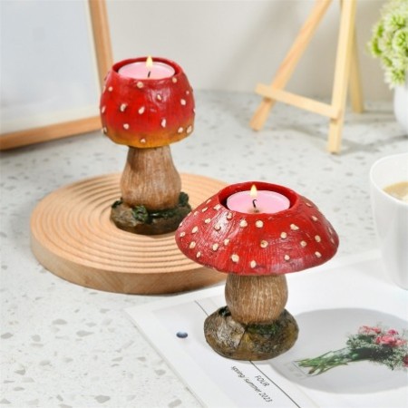 Decorative 3D Mushroom Candle Holder - Charming Home, Mantel & Living Room Accent