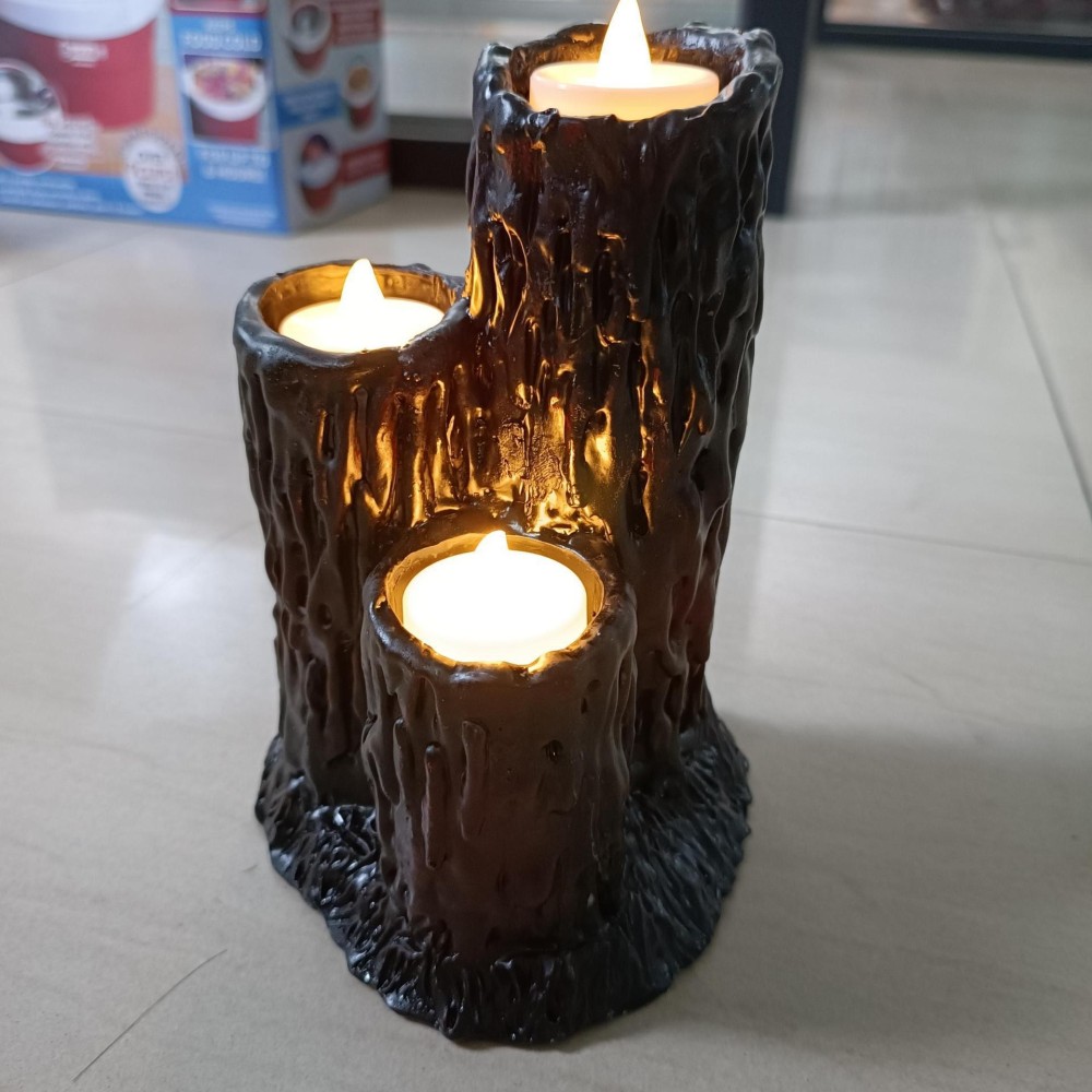 Halloween Melting Candle Holder – Black Lava Resin Candlestick