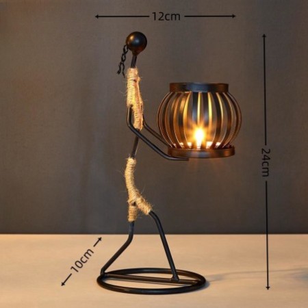Vintage Wrought Iron Candle Holder - European Style Metal Decor For Home & Restaurant