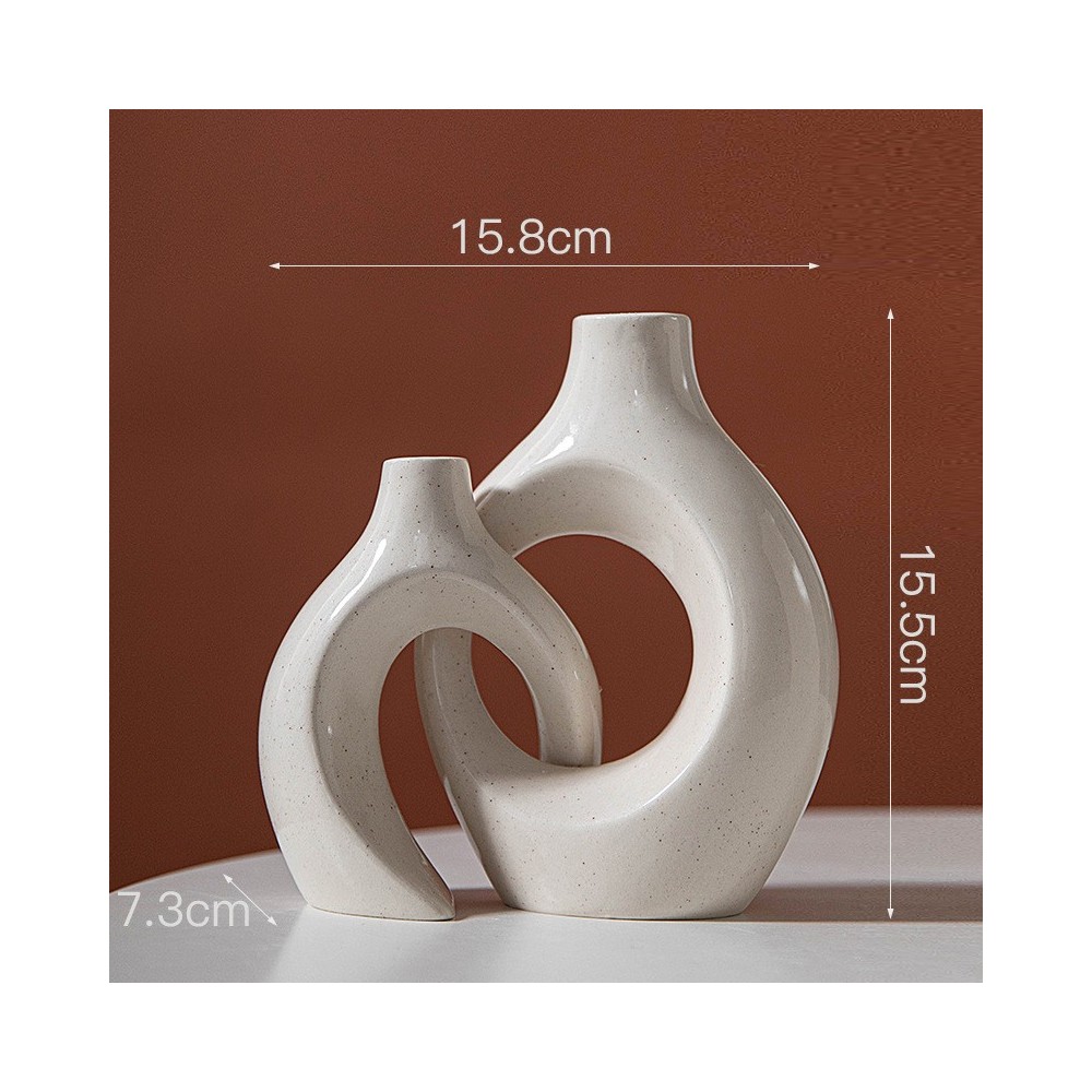 Nordic Style Ceramic Couple Figurine Candle Holder - Decorative Irregular Circle Vase