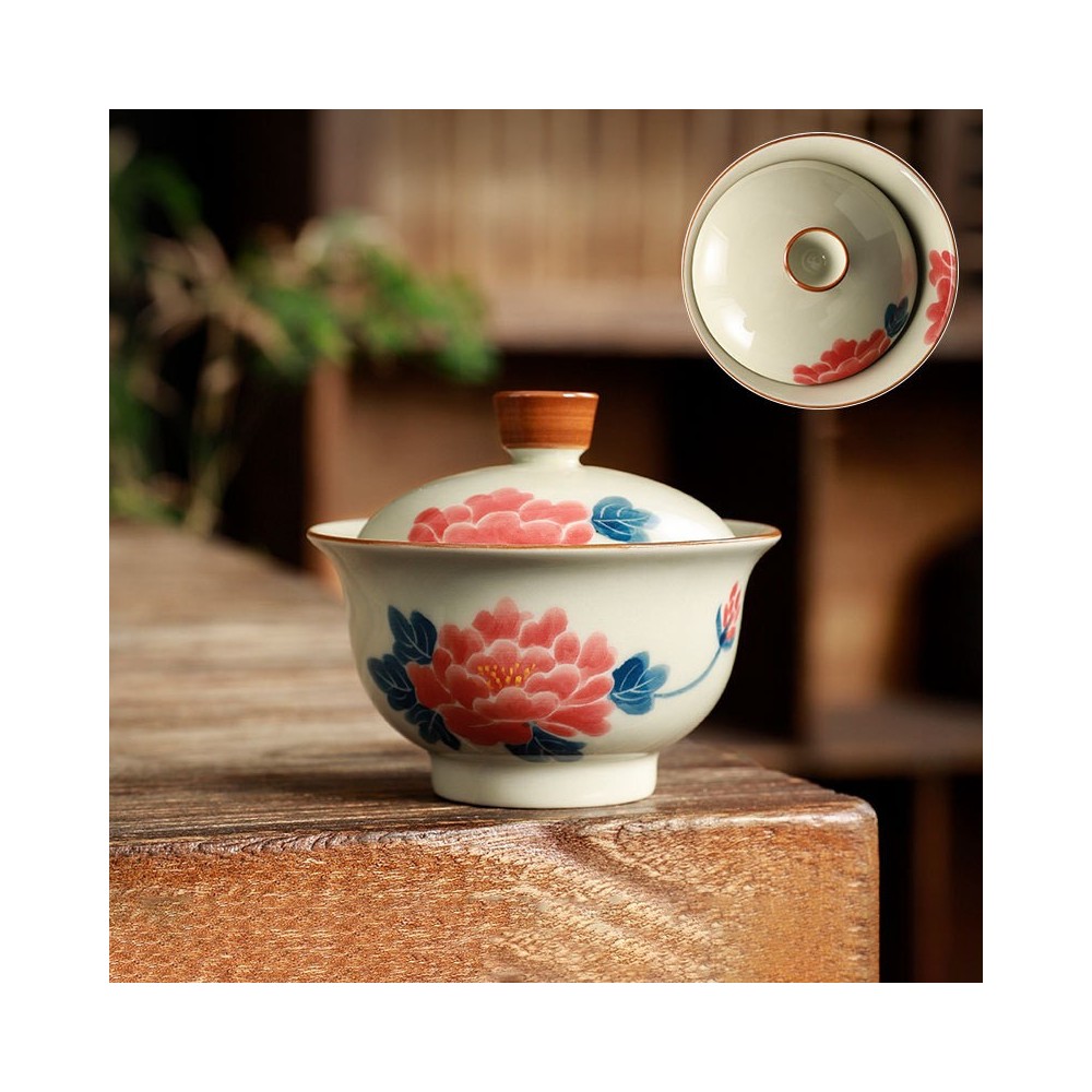 Grey Glazed Hand-Painted Covered Bowl – Kung Fu Tea Cup