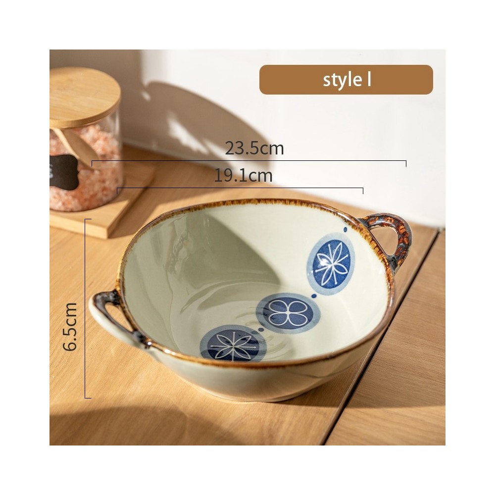 7.5-Inch Japanese Ceramic Noodle Bowl – Soup, Pasta & Salad Bowl with Handle
