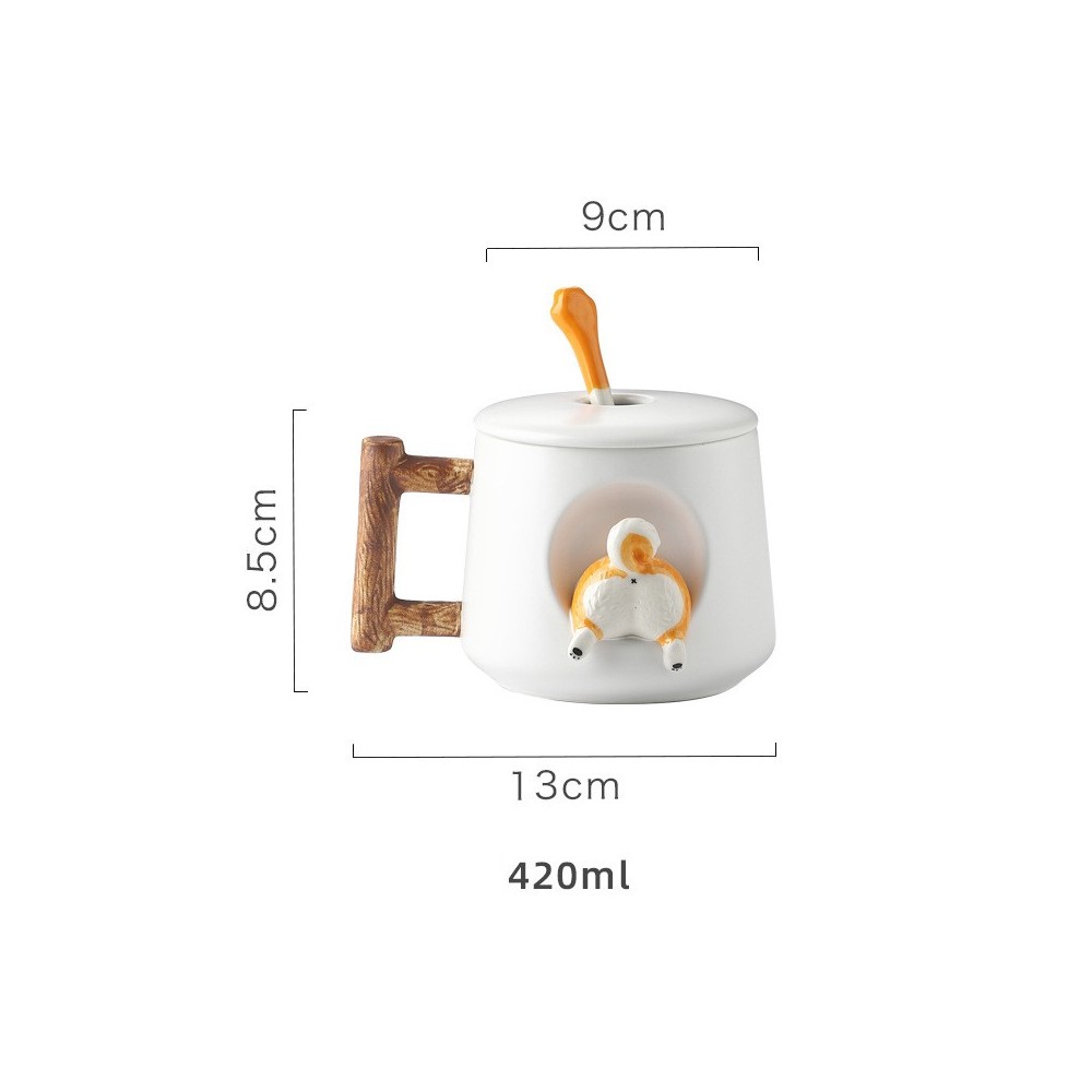 Creative Ceramic Coffee Mug with Lid & Spoon