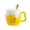 Cartoon Bee Ceramic Coffee Mug with Lid – Cute Office Drinkware