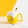 Cartoon Bee Ceramic Coffee Mug with Lid – Cute Office Drinkware