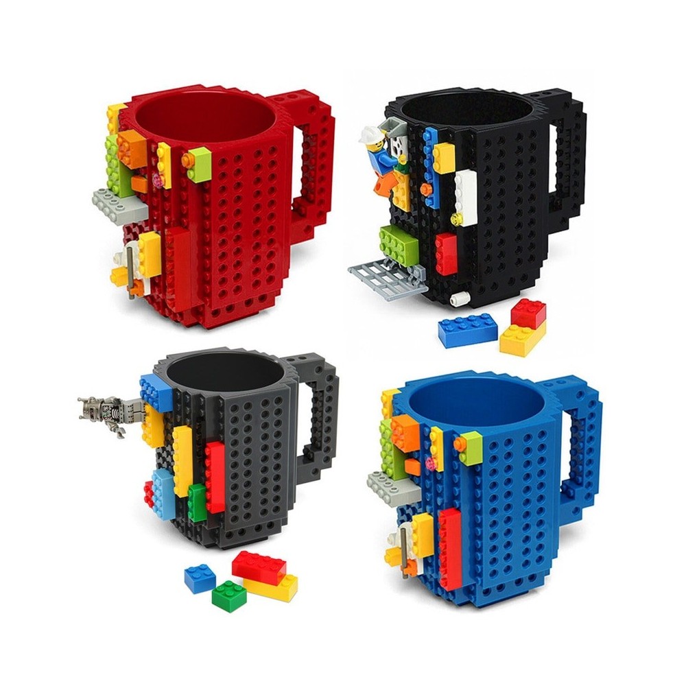 350ml LEGO-Style Silicone & Stainless Steel Travel Coffee Mug – Kids & Adults
