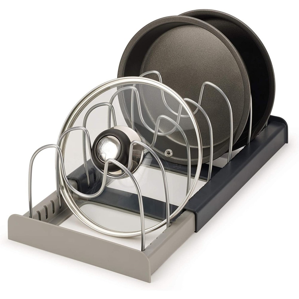 Adjustable Kitchen Storage Rack – Telescopic Pot Lid & Utensil Organizer with Drainage Tray