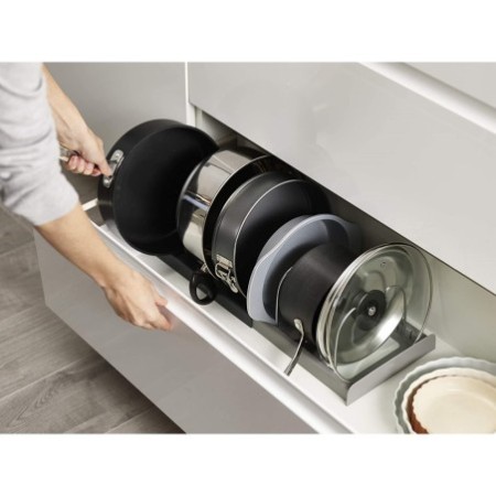 Adjustable Kitchen Storage Rack – Telescopic Pot Lid & Utensil Organizer with Drainage Tray