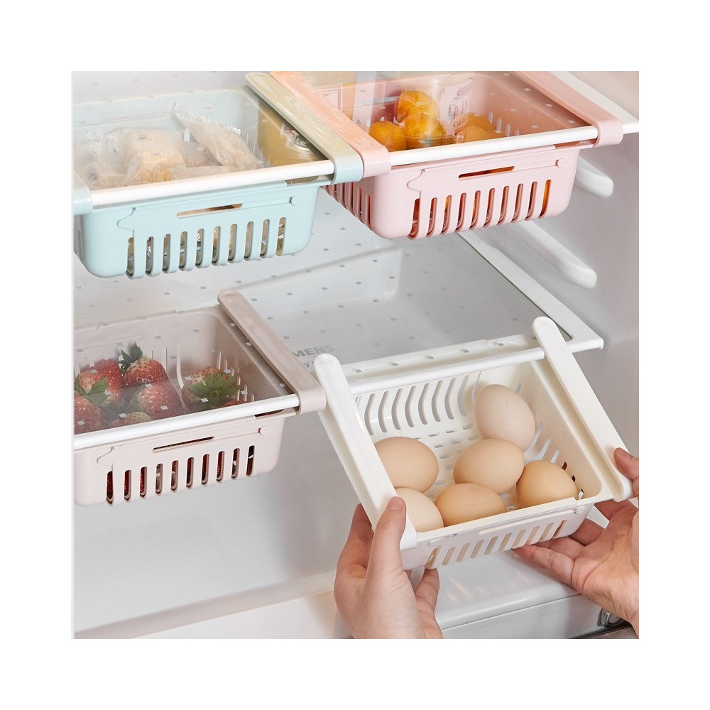 Retractable Refrigerator Storage Divider - Adjustable Pull-Out Fridge Organizer Rack