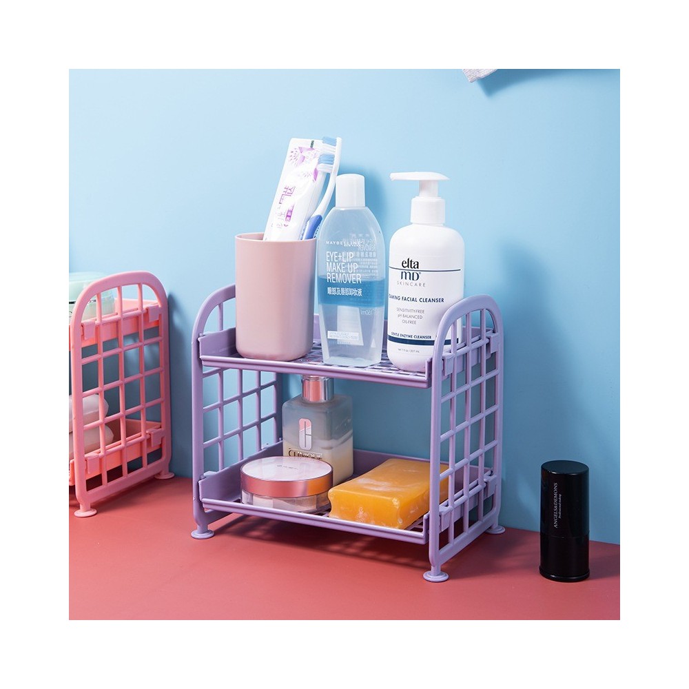 2-Tier Kitchen Storage Rack – Compact Plastic Countertop Organizer