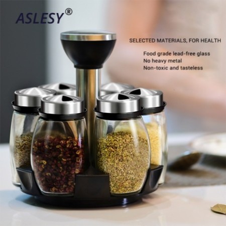 Rotating Spice Rack Organizer - Condiment, Salt & Pepper Shaker Jar Set