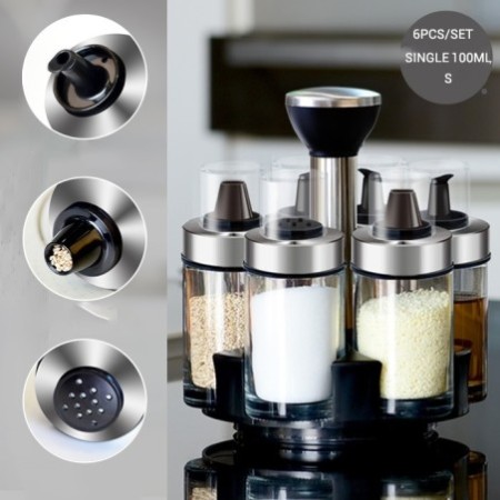 Rotating Spice Rack Organizer - Condiment, Salt & Pepper Shaker Jar Set