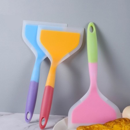 Transparent Two-Tone Silicone Wide Spatula - Heat-Resistant Kitchen Cooking Utensil