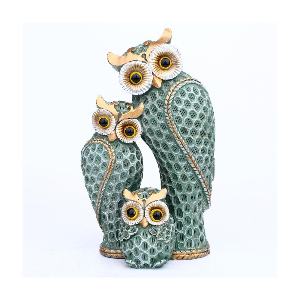Owl Family of Three Decorative Figurines – Minimalist Home Ornament