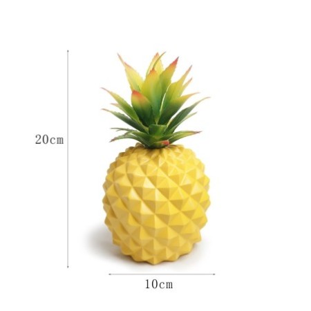 Yellow Pineapple Resin Figurine – Green Plant Desk & Home Decoration