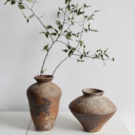 Wabi-Sabi Style Handmade Ceramic Vase - Rustic Vintage Flower Vase For Home & Zen Decor